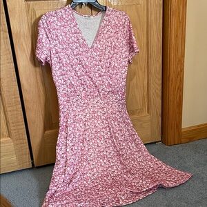 Chic Pink Floral Midi Dress